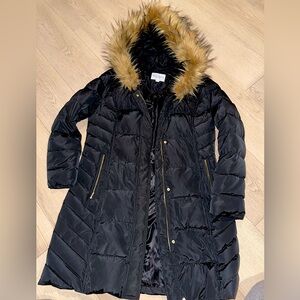 Cole Haan Signature Black Winter Coat with fur hood
